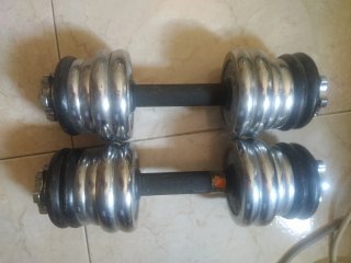 Mancuernas cromadas ajustables hasta 8kg cada una
