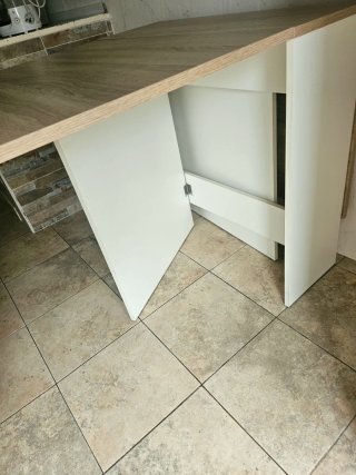 Mesa plegable madera y blanco