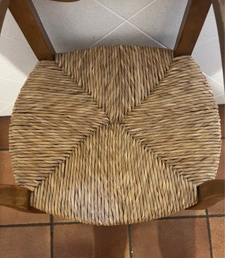 Silla trona antigua madera y mimbre Restaurada