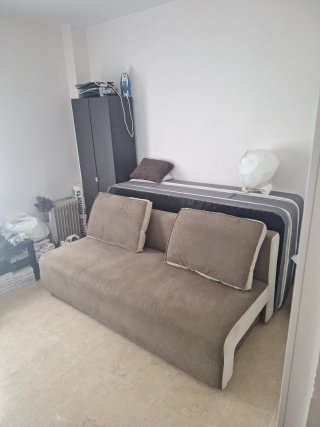 Sofá Cama con Almacenamiento Beige/Gris