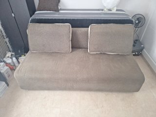 Sofá Cama con Almacenamiento Beige/Gris