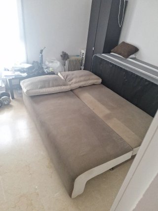 Sofá Cama con Almacenamiento Beige/Gris