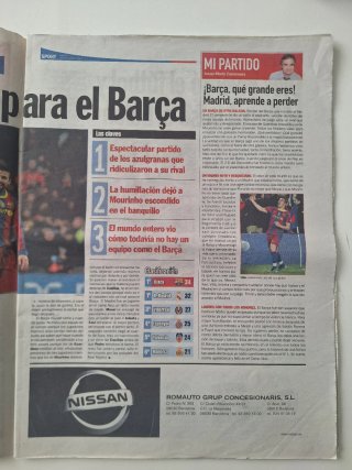 Periódico Sport Barcelona 5-0 Real Madrid 2010