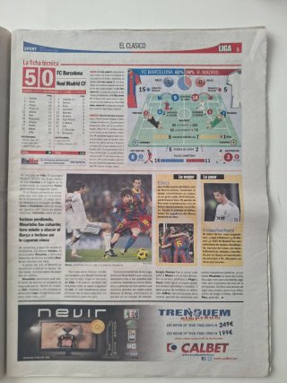 Periódico Sport Barcelona 5-0 Real Madrid 2010