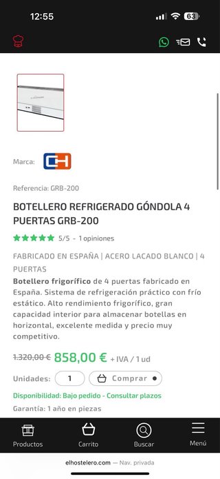 Botellero Refrigerado Góndola 4 Puertas GRB-200
