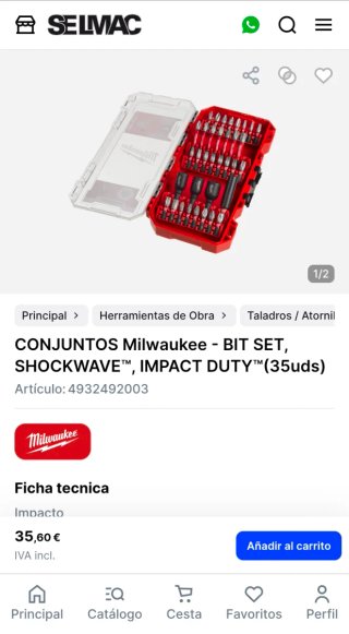 Estuche Milwaukee Shockwave Impact Duty 35x nuevo