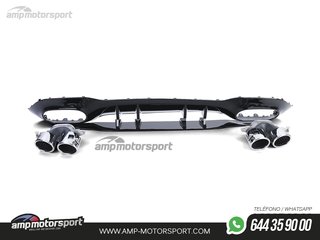 DIFUSOR TRASERO TIPO AMG CON COLAS ESCAPE DOBLES CROMADAS