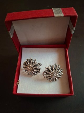 Pendientes plateados con pedrería