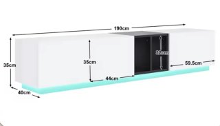 Mueble TV blanco con cajones y LED