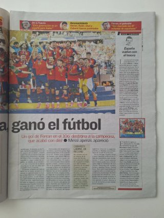 Periódico AS Final Mundial España vs Argentina