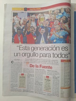 Periódico AS Final Mundial España vs Argentina