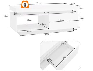 Mesa de centro moderna LED. En su caja !