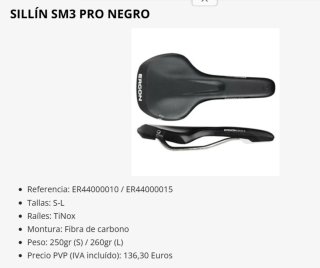 Sillín Bicicleta MTB Ergon SM3 Pro Negro