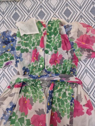 Vestido manga corta vintage niña 9 años floral