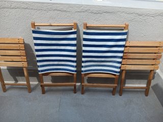2 Sillas Plegables Madera y Tela Rayas