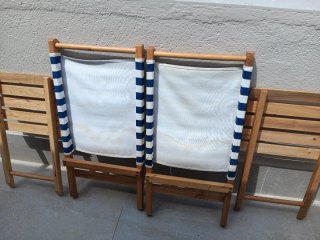 2 Sillas Plegables Madera y Tela Rayas
