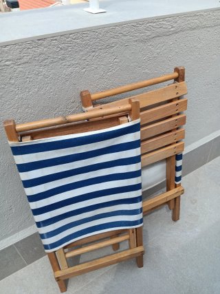 2 Sillas Plegables Madera y Tela Rayas