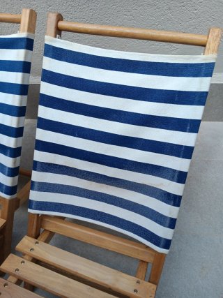 2 Sillas Plegables Madera y Tela Rayas