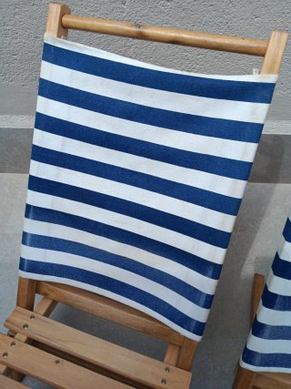 2 Sillas Plegables Madera y Tela Rayas