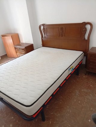Cama madera cabecero, somier y colchón
