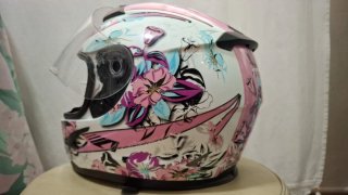 Casco Moto Infantil Flores Rosa Blanco Astone