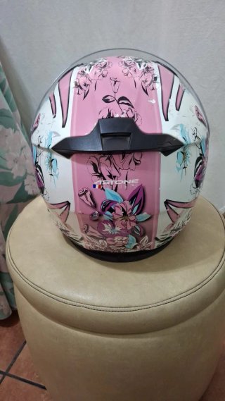 Casco Moto Infantil Flores Rosa Blanco Astone