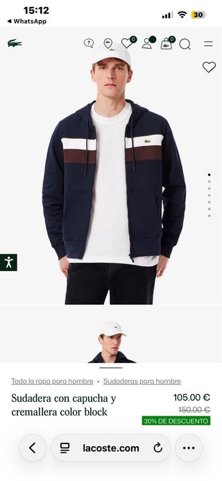 Sudadera Lacoste Sport Negra y Gris