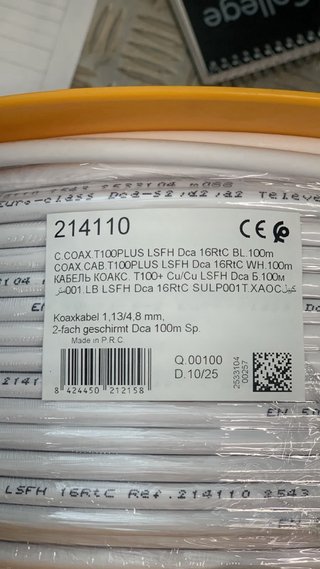 Cable Coaxial 100m LSFH Dca 16RtC