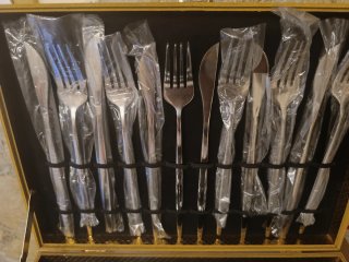 Set Posate 24 Pezzi Nuove Oro/Argento