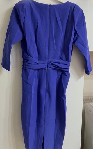 Vestido de evento morado y azul