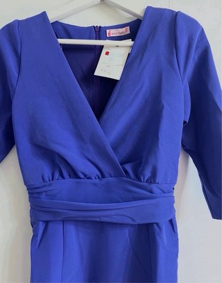 Vestido de evento morado y azul
