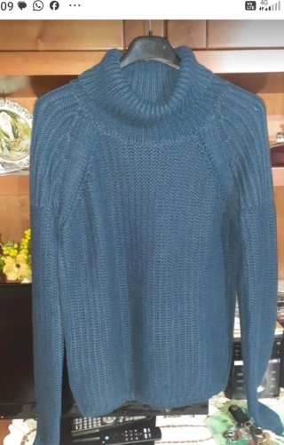 Maglione donna dolcevita blu taglia unica