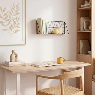 Estantería Pared Metálica Madera Diseño Triángulo