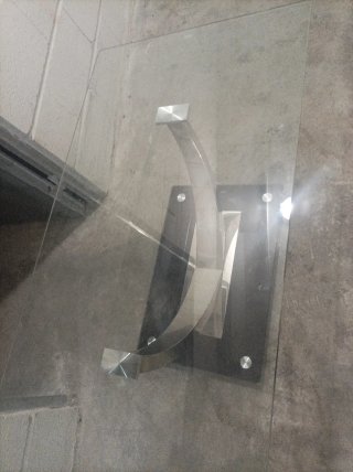 Mesa de centro cristal y metal