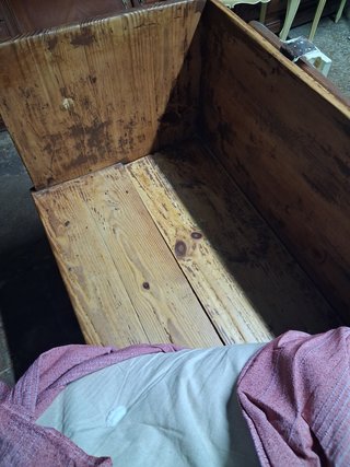 Antigua mesa-banco ascón catalán de madera