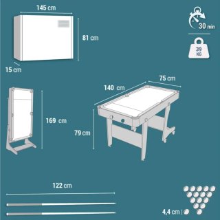 Mesa Billar Plegable Gris BT500 US