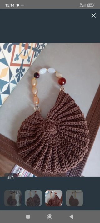 Bolso caracol tejido a mano , puedes elegir cadena