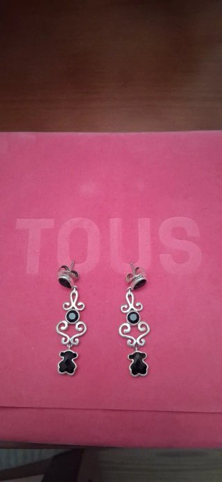 Pendientes Tous Oso Negro Plata