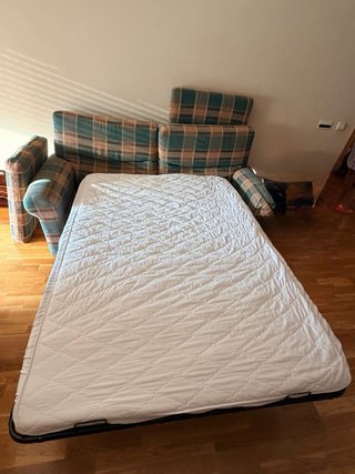 Sofá Cama Tela verde y beige