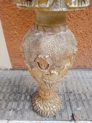 Jarrón de Mármol Labrado Beige y Marrón