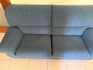 Sofá 3 plazas azul tela (urge venta)