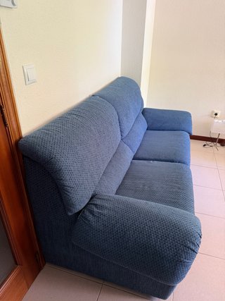 Sofá 3 plazas azul tela (urge venta)