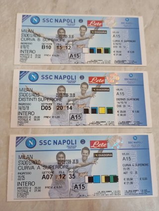 3 biglietti SSC Napoli vs Milan 2009. Tuttox5euro.
