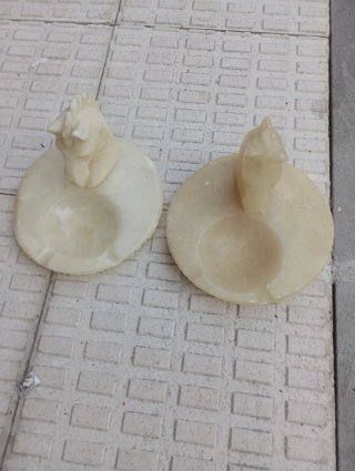 2 Ceniceros de Mármol con Cabeza de Caballo