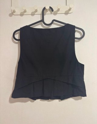Top Zara Negro Peplum Escote V