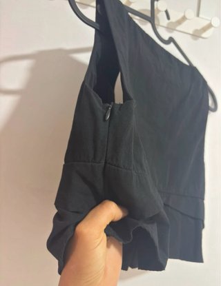 Top Zara Negro Peplum Escote V