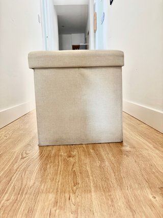 Banco baúl almacenaje tela beige