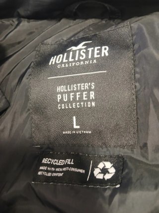 Parka Negra Hollister Talla L
