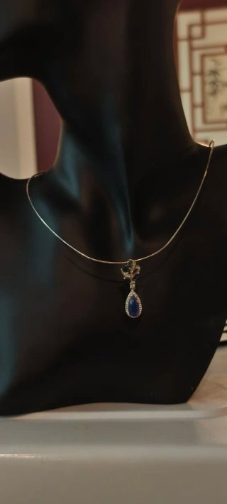 Colgante Plata Ley Zafiro Natural Azul