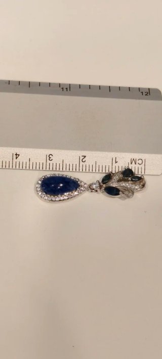 Colgante Plata Ley Zafiro Natural Azul